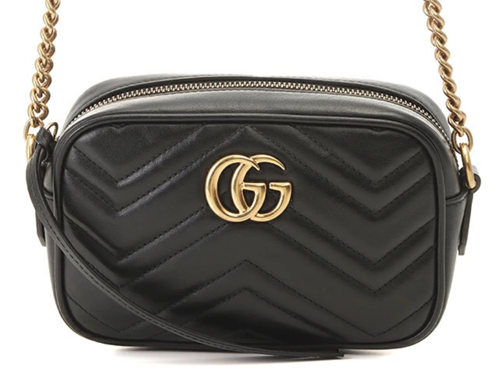 Gucci GG Marmont Shoulder Bag Quilted Leather Black